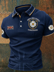 Men's England Yorkshire Day White Roses Art Printed Casual Tops