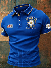 Men's England Yorkshire Day White Roses Art Printed Casual Tops