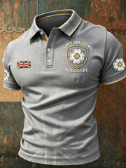 Men's England Yorkshire Day White Roses Art Printed Casual Tops