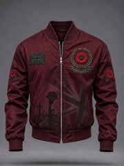 Men's Lest We Forget Print Zip-up Hoodie