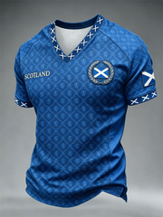 Men's Scotland Printed V-neck T-shirt