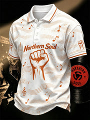 Men's Retro Northern Soul Print Casual Polo