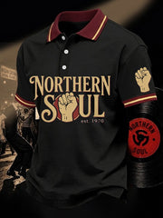 Men's Retro Northern Soul Print Casual Polo