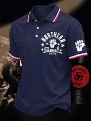 Men's Retro Northern Soul Print Casual Polo