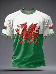 Men's Welsh Dragon Printed Casual short sleeves t-shirt