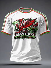 Men's Welsh Dragon Printed Casual short sleeves t-shirt
