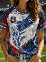 Women's UK Football Lover Scotland Printed round neck short sleeve T-shirt