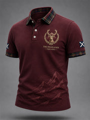 Men's Scottish Plaid Print Casual Polo