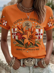 Women's 14 July Orangemens Day FDloral Art Printed T-shirt