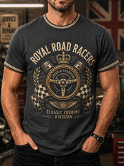 Men's Retro Car Culture Print Casual Tee