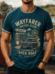 Men's Retro Car Culture Print Casual Tee
