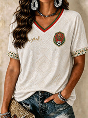 Women's Moroccan Football V-Neck T-Shirts