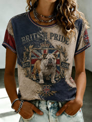 Women's British Bulldog Union Jack Print T-shirt
