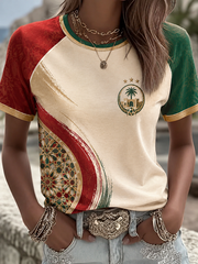 Women's Morocco Football Printed round neck short sleeve T-shirt