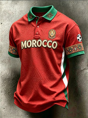 Men's Color Combination Design Football Element Pattern Print Polo Shirt
