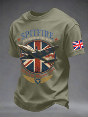 Men's Battle of Britain Printed imitation cotton short-sleeved T-shirt