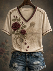 Women's Glen Memory Printed V-neck T-shirt