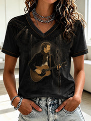 Women's Glen Memory Printed V-neck T-shirt
