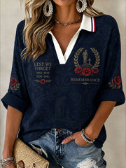 Women's Lest We Forget Mid-length Sleeves V-Neck T-Shirt