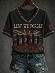 Women's Lest We Forget Printed V-neck T-shirt