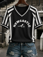 Women's Football Printed V-neck T-shirt
