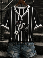Women's Football Printed V-neck T-shirt