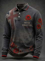 Men's Remembrance Day Lest We Forget Printed Long Sleeves Shirt
