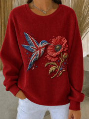 Women's Remembrance Day Ribbed Round-Neck Sweatshirt
