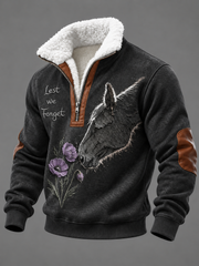Men's Remembering The Animals Of War Plush Stand Collar Shirt