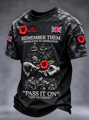 Men's Remembrance Day Lest We Forget short sleeve t-shirt