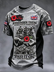 Men's Remembrance Day Lest We Forget short sleeve t-shirt