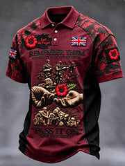 Men's Remembrance Day Lest We Forget polo shirt
