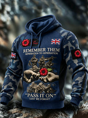 Men's Remembrance Day Lest We Forget Checkered Cotton Hoodie