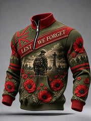 Men's Remembrance Day Lest We Forget Zip-Up Hoodie