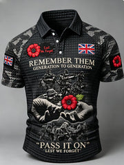 Men's Remembrance Day Lest We Forget short sleeve shirt