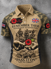 Men's Remembrance Day Lest We Forget short sleeve shirt