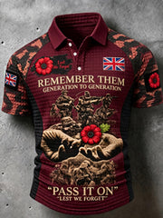 Men's Remembrance Day Lest We Forget short sleeve shirt