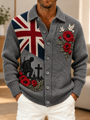 Men's Remembrance Day Vintage British Welsh Patterned Imitation Sweater