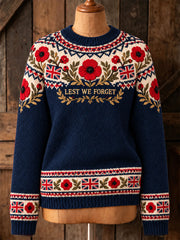 Women's Lest We Forget Print Crew Neck Sweater