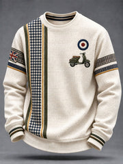 Men's UK Music Lover Mods Art Printed Waffle Sweatshirt