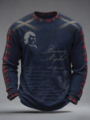 Men's Scotland Burns Night Art Printed Waffle T-Shirt