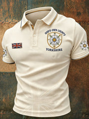 Men's England Yorkshire Day White Roses Art Printed Casual Tops