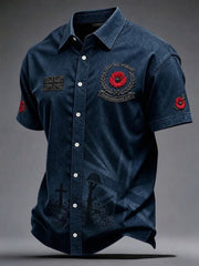 Men's Lest We Forget Print Short Sleeve Shirt
