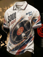Men's Retro Northern Soul Print Casual Polo