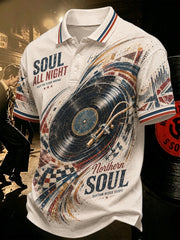 Men's Retro Northern Soul Print Casual Polo