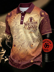 Men's Retro Northern Soul Print Casual Polo