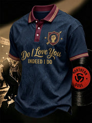 Men's Retro Northern Soul Do I Love You Indeed I Do Print Casual Polo