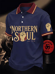 Men's Retro Northern Soul Print Casual Polo