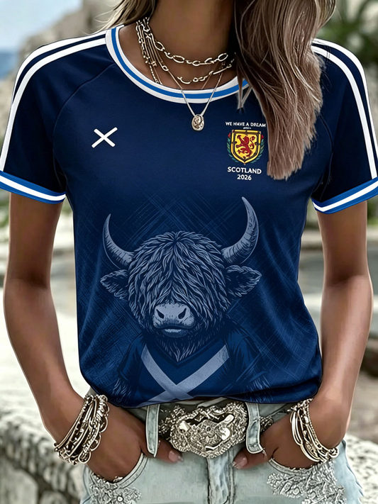Women's Scotland Printed round neck short sleeve T-shirt