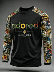 Men's Lemon Roses Music Lover Printed long sleeve round neck T-shirt